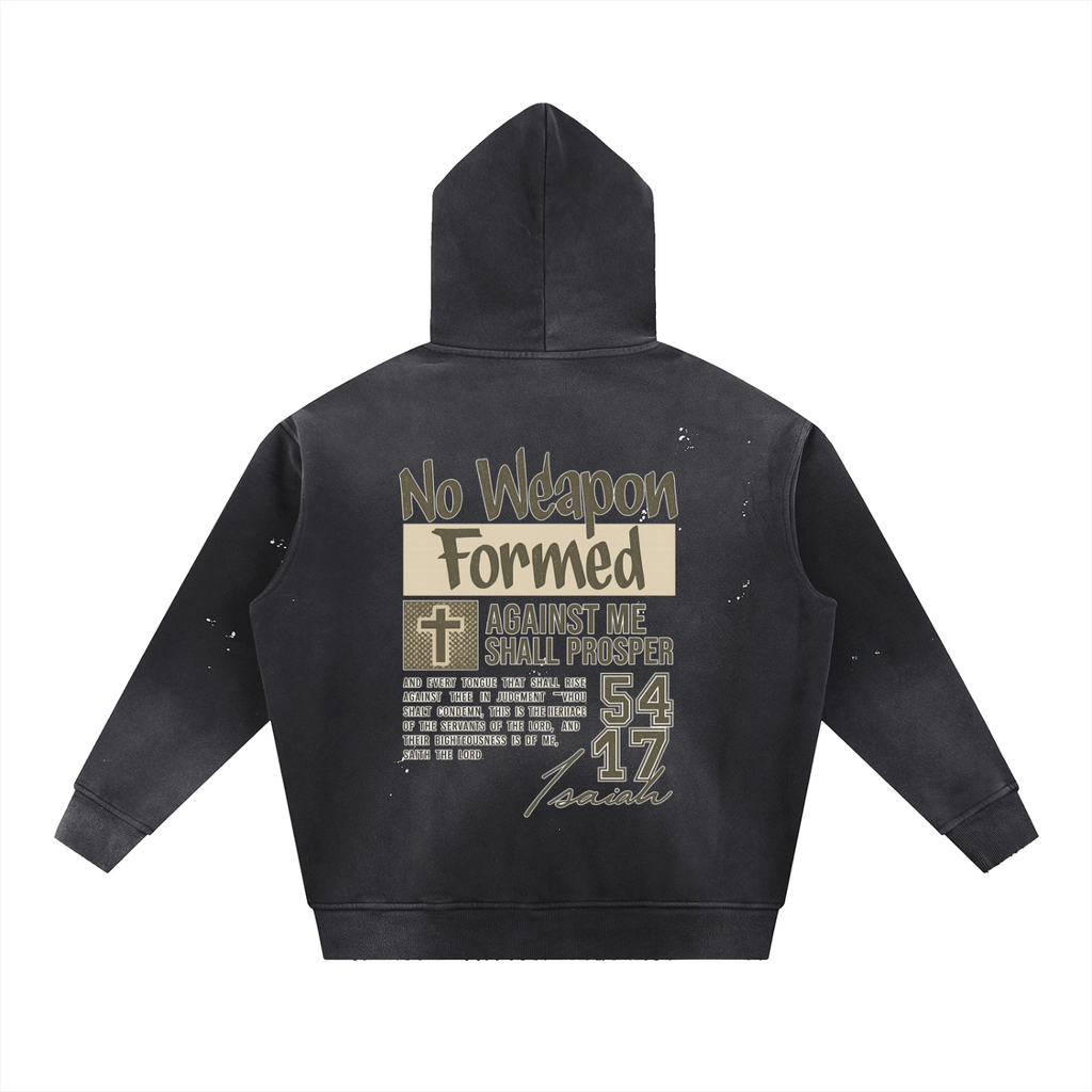 Vintage Washed “No Weapon Formed Against Me” Hoodie