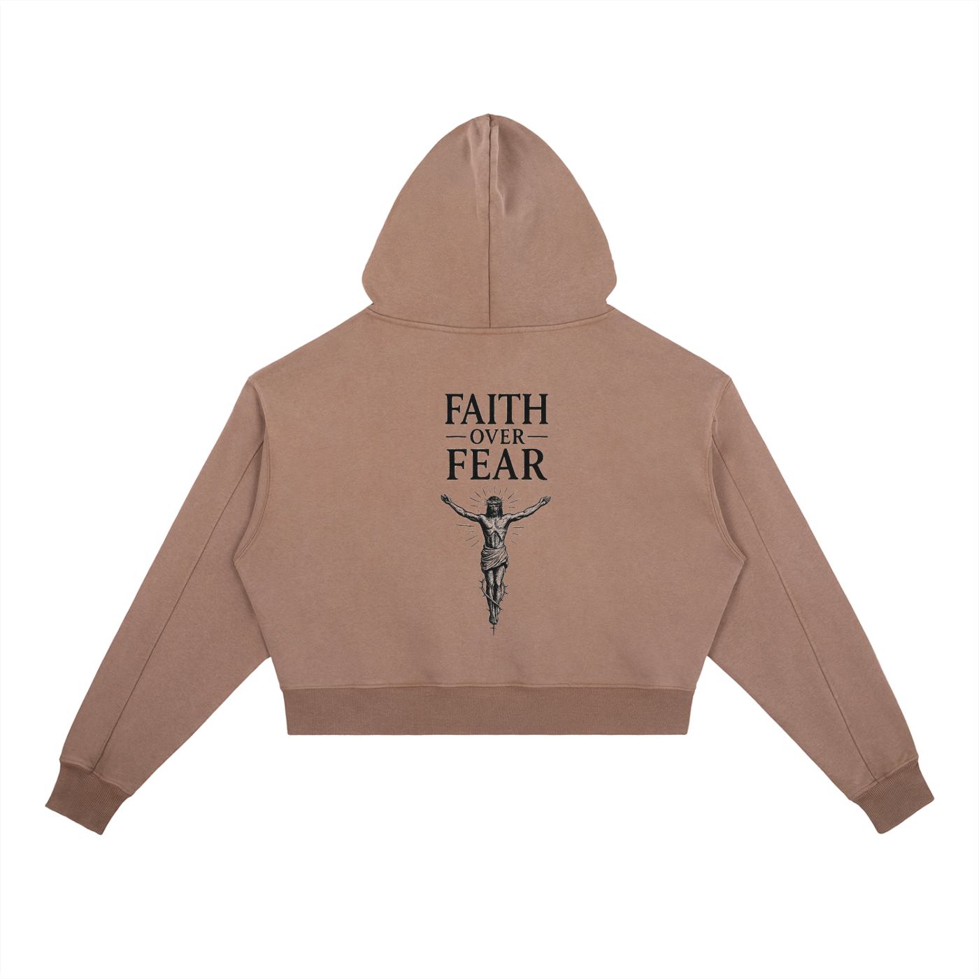 Vintage Washed Heavyweight Women’s Hoodie “Faith Over Fear”