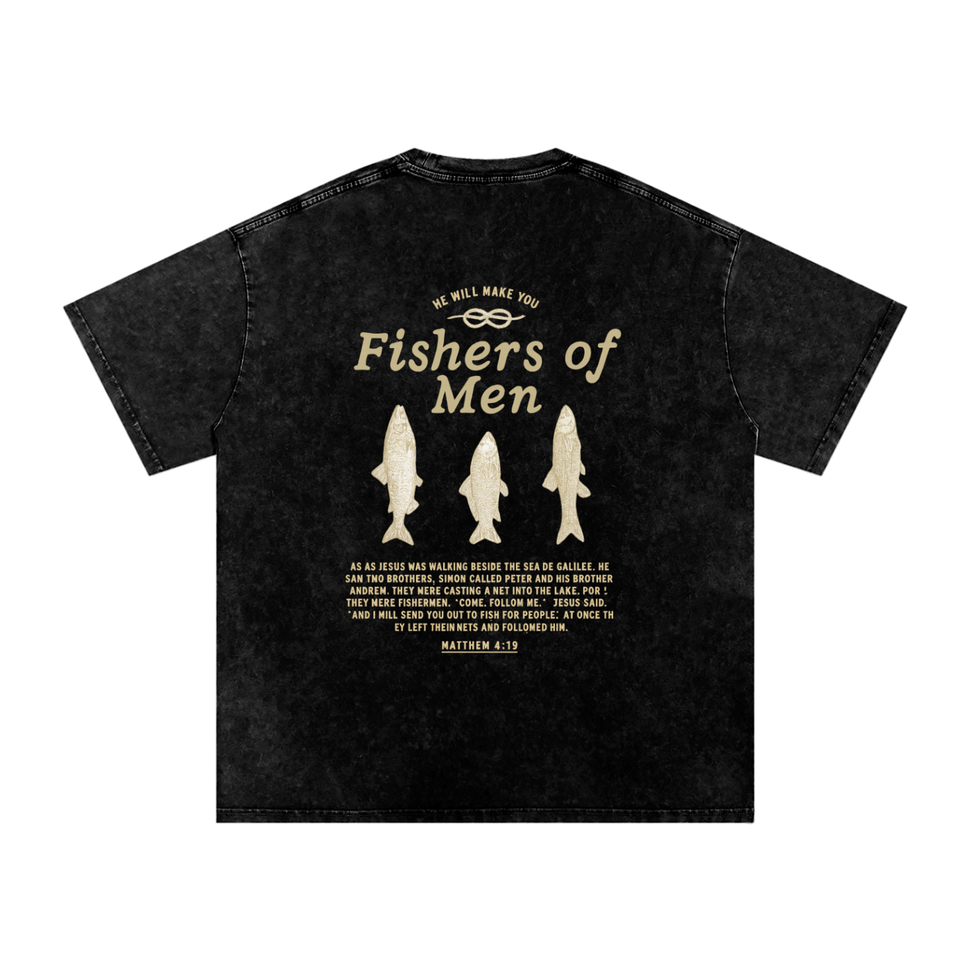 Snow-Washed Oversized “Fishers of Men” Christian T-Shirt