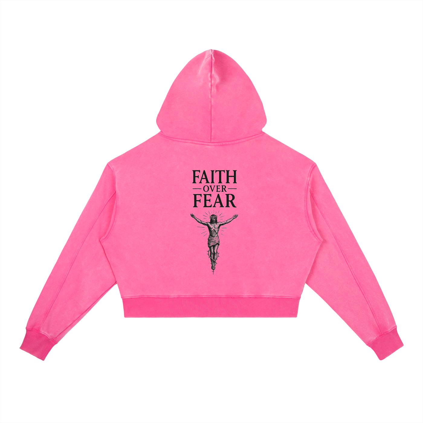 Vintage Washed Heavyweight Women’s Hoodie “Faith Over Fear”
